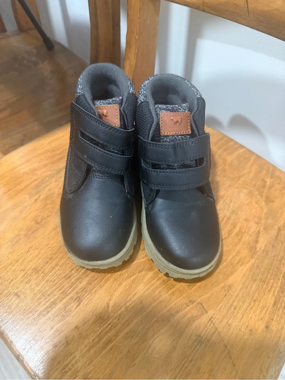 Carter's Black and Tan Kids Hook-and-Loop Strap Boots